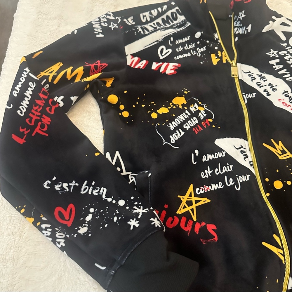 Switch Remarkable Graffiti Black Zip Up Jacket Size Small - Picture 3 of 8